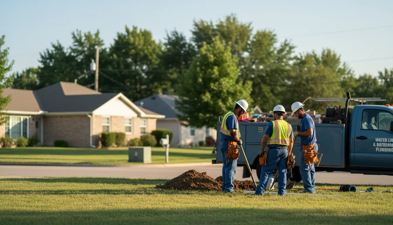 Residential water line and bathroom plumbing service in Jenks, OK